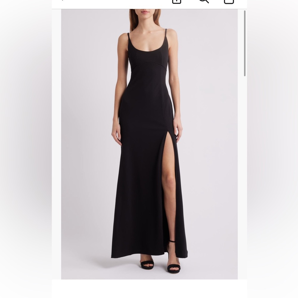 Lulu's Black Maxi Skirt with High Slit